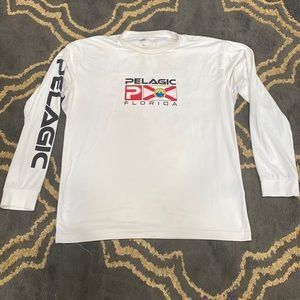 Pelagic With Front and Back Graphic White Fishing Shirt 100% Nylon Size Small 🎣